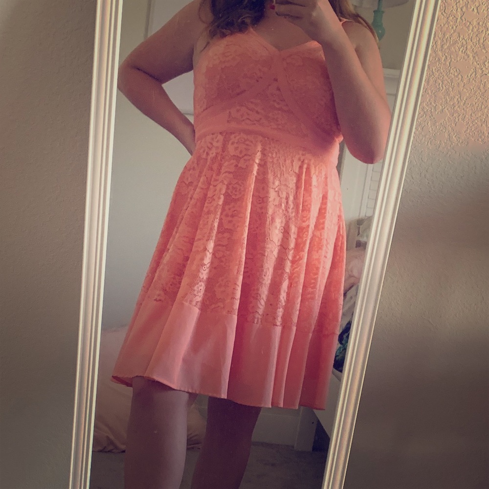 Coral Torrid Lace Midi Dress
